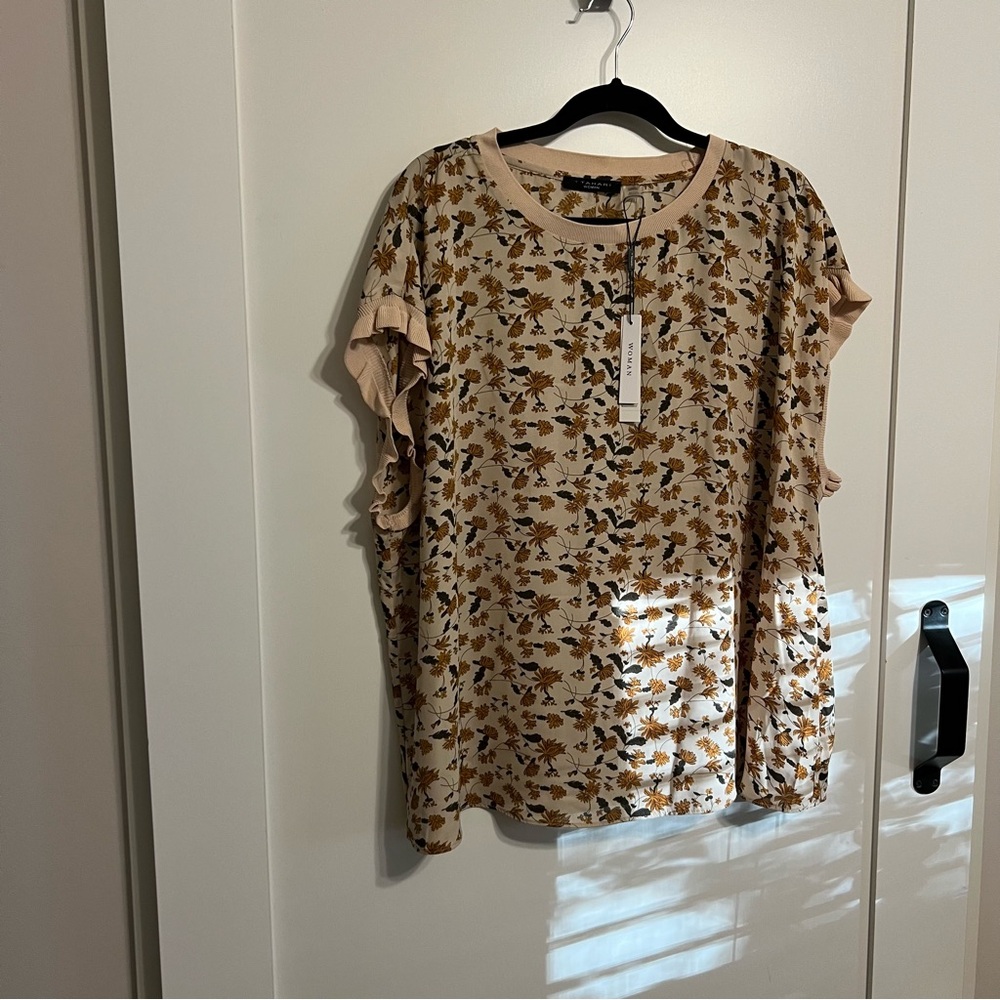 Tahari Woman Floral Ruffle Sleeve Blouse